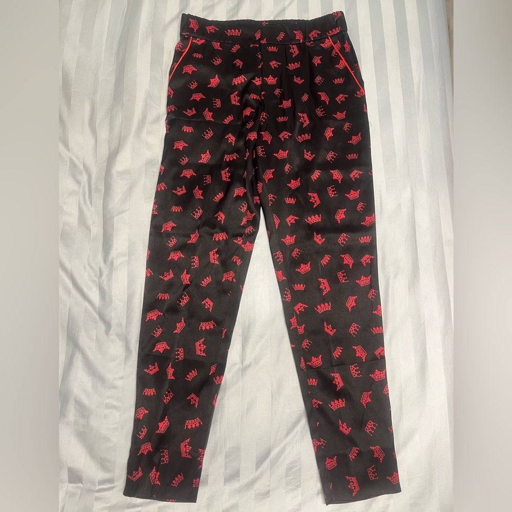Jcrew/ Piamita Black and Red Patterned Bottoms